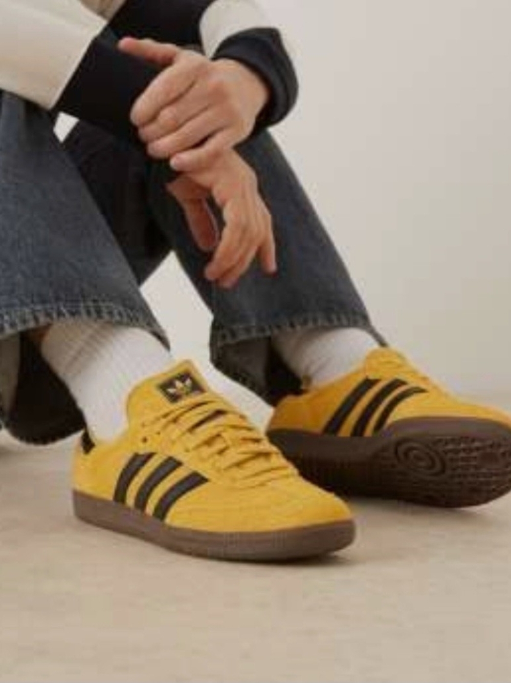 adidas Samba XLG Mens Yellow Sneakers with Black Stripes